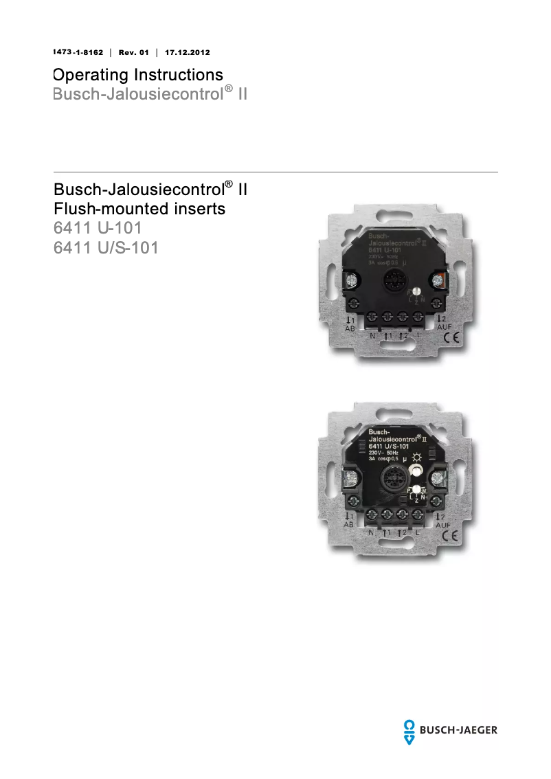 Page 1 de la notice Manuel utilisateur Busch-Jaeger 6411 U/S-101