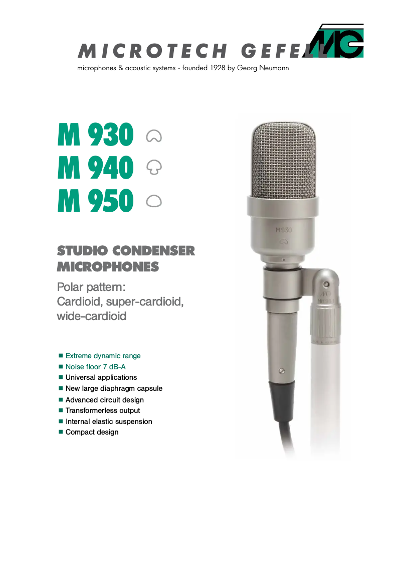 Page 1 de la notice Manuel utilisateur Microtech Gefell M 930