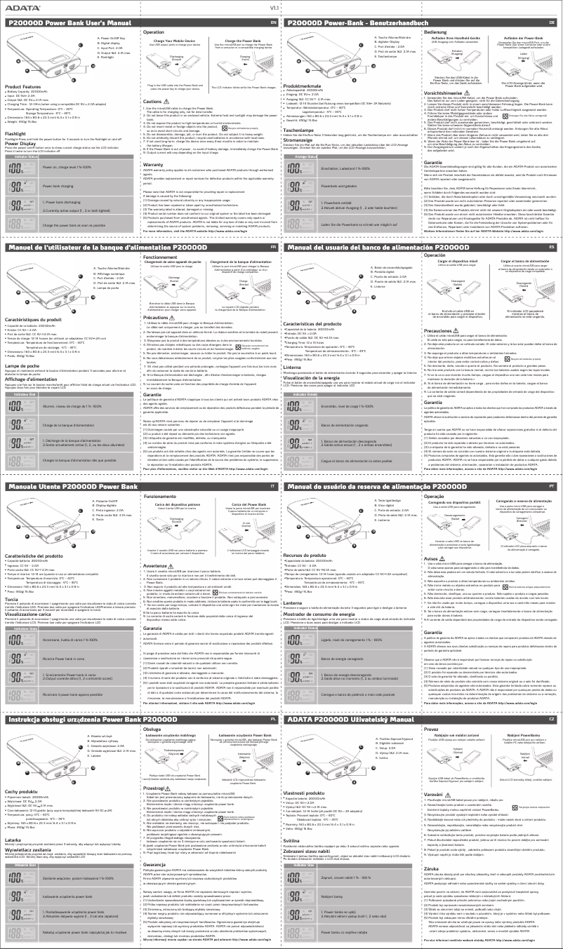 Page 1 de la notice Manuel utilisateur ADATA P20000D