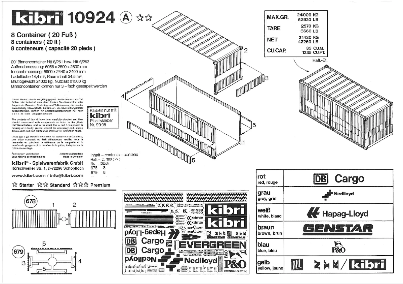 Page 1 de la notice Manuel utilisateur Kibri 10924