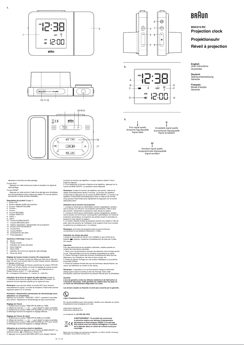 Page 1 de la notice Manuel utilisateur Braun BNC015-RC