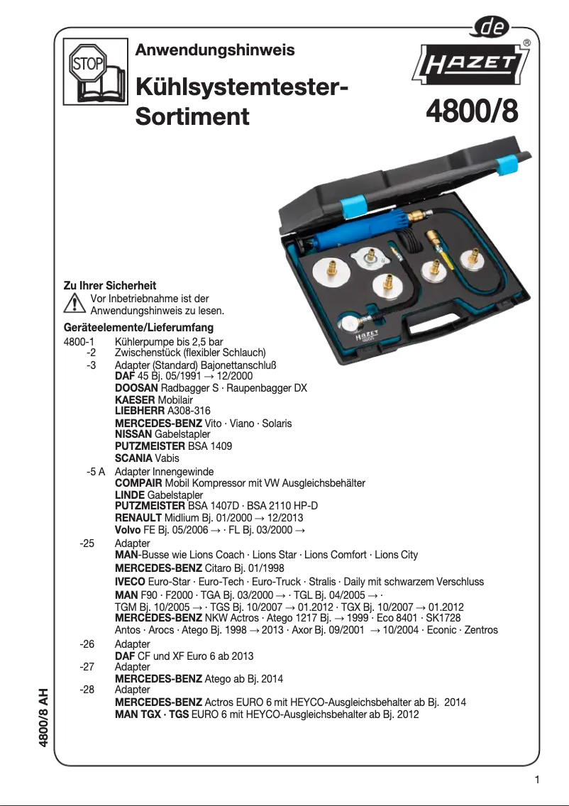 Page 1 de la notice Manuel utilisateur Hazet 4800/8