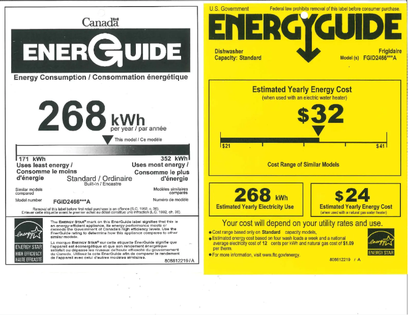 Page n°1 - Label énergétique Frigidaire FGID2466Q