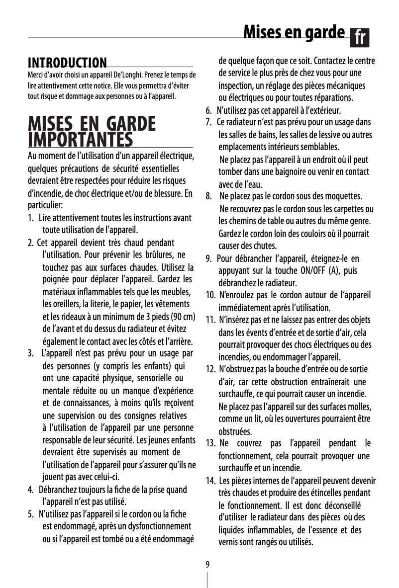 Page 1 de la notice Manuel utilisateur DeLonghi DCH7093ER