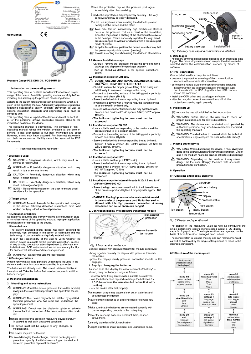 Image de la première page du manuel de l'appareil PCE-DMM 60