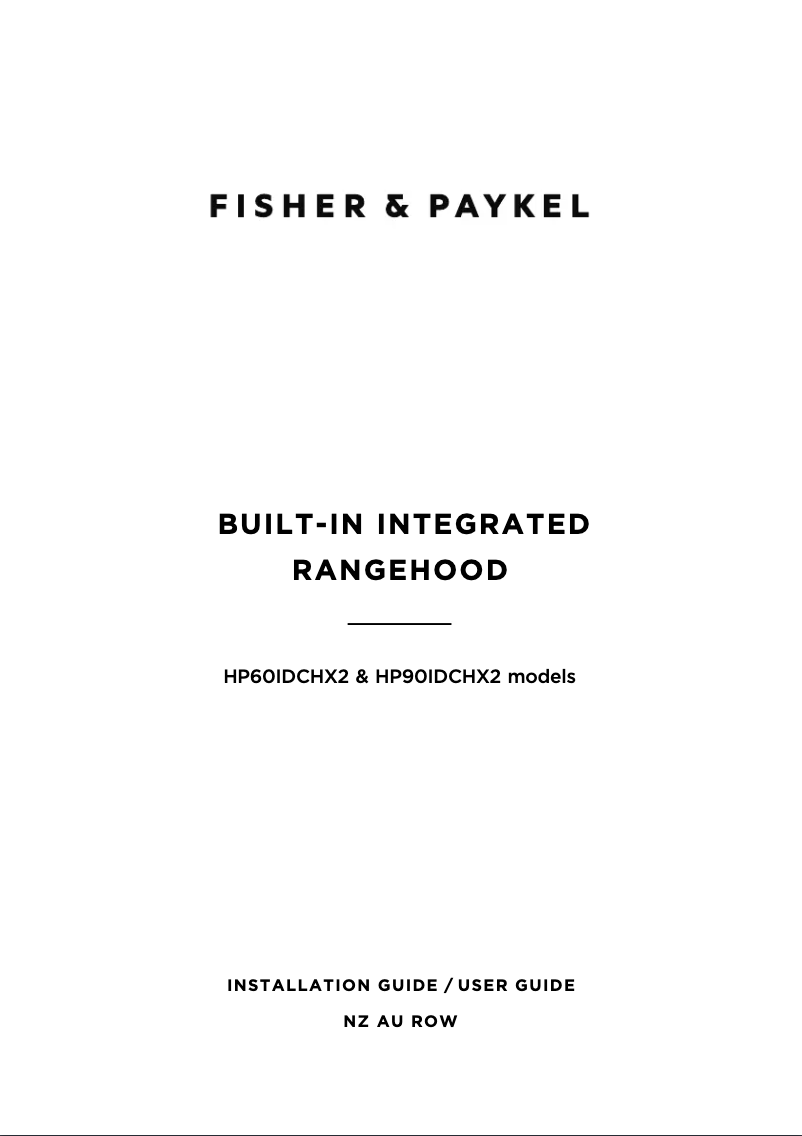 Page 1 de la notice Guide d'installation Fisher & Paykel HP60IDCHX2