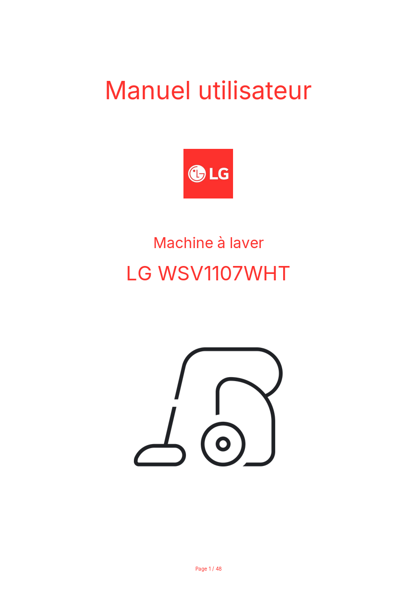 Page n°1 - Manuel utilisateur LG WSV1107WHT