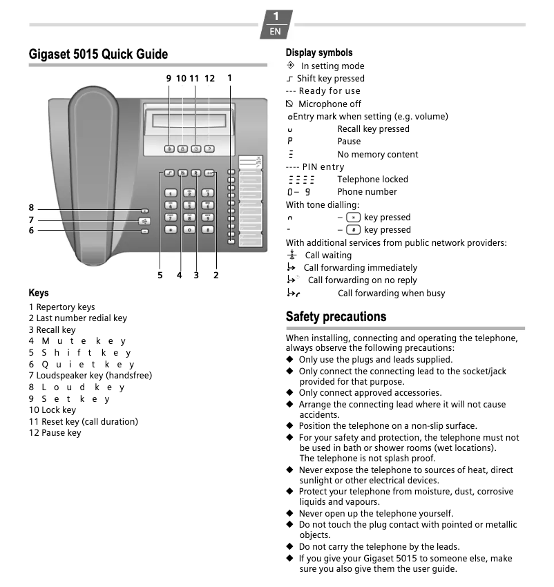 Página 1 del manual Manual de usuario Siemens Gigaset 5015