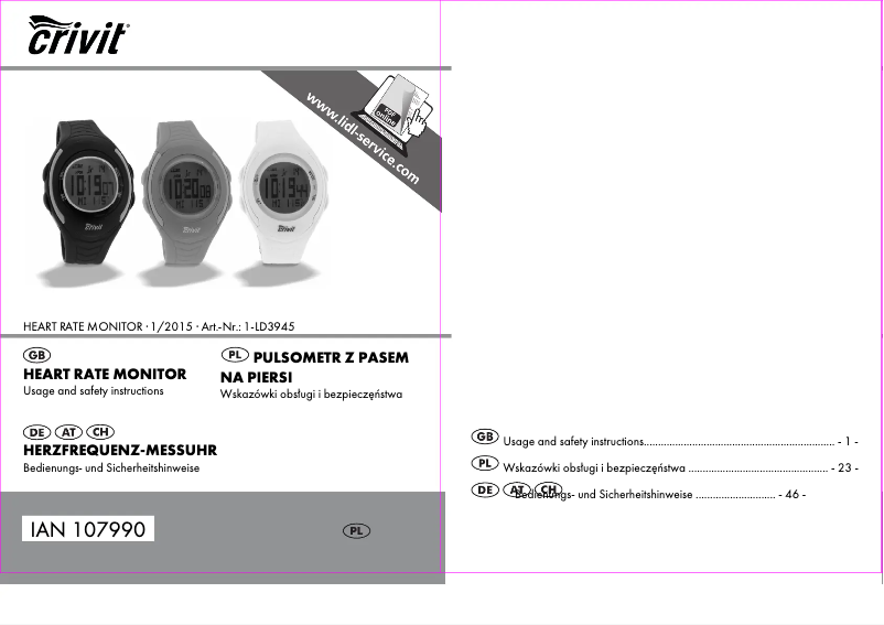Image de la première page du manuel de l'appareil 1-LD3945