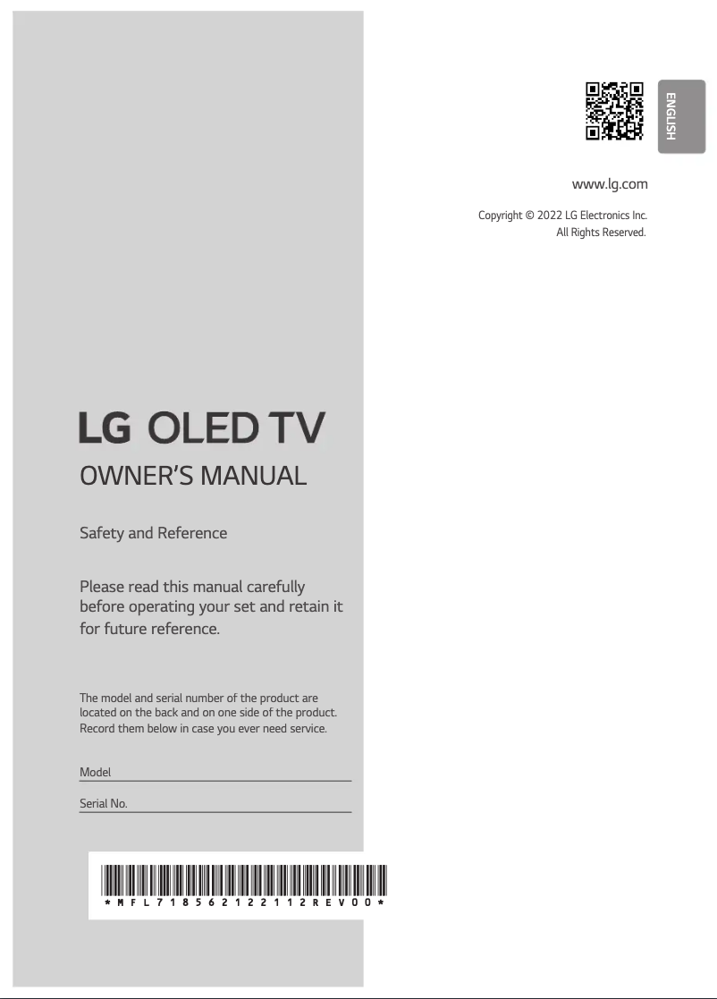 Page 1 de la notice Manuel utilisateur LG OLED83G2PSA