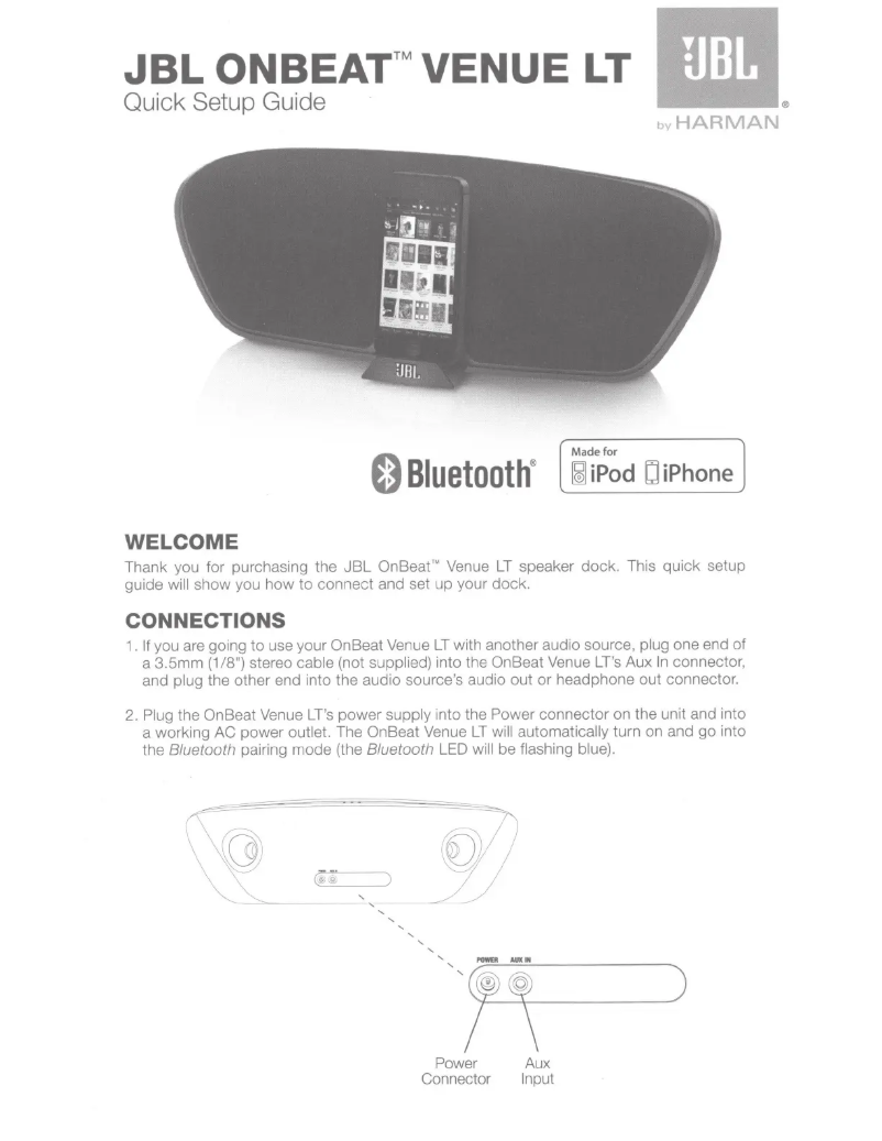 Page 1 de la notice Manuel utilisateur JBL OnBeat Venue