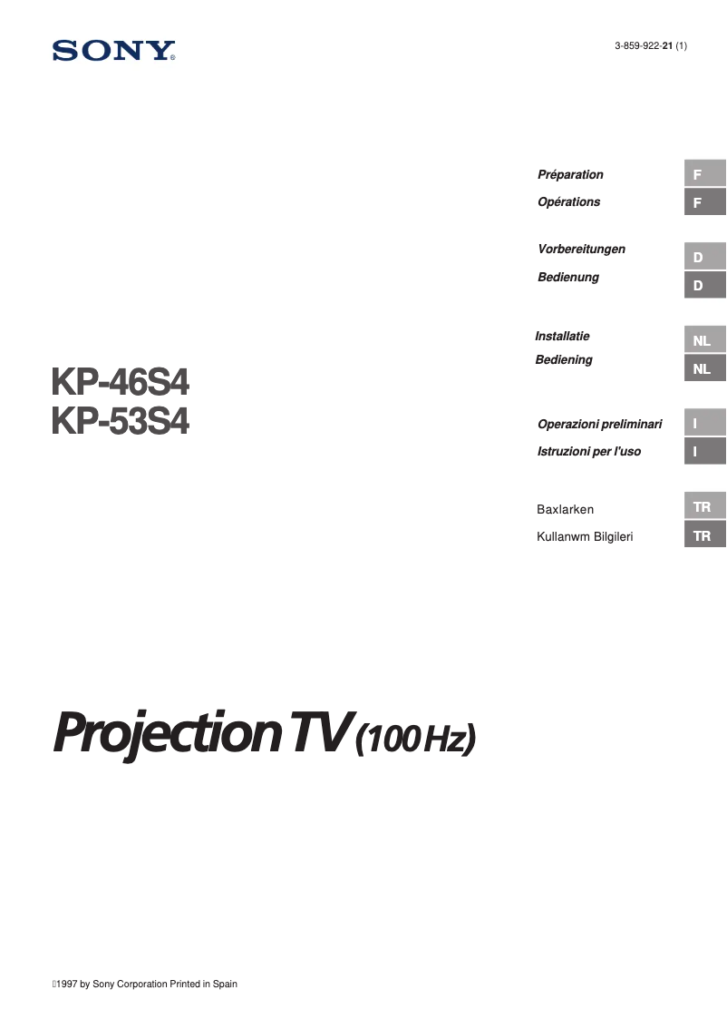 Image de la première page du manuel de l'appareil KP-53S4