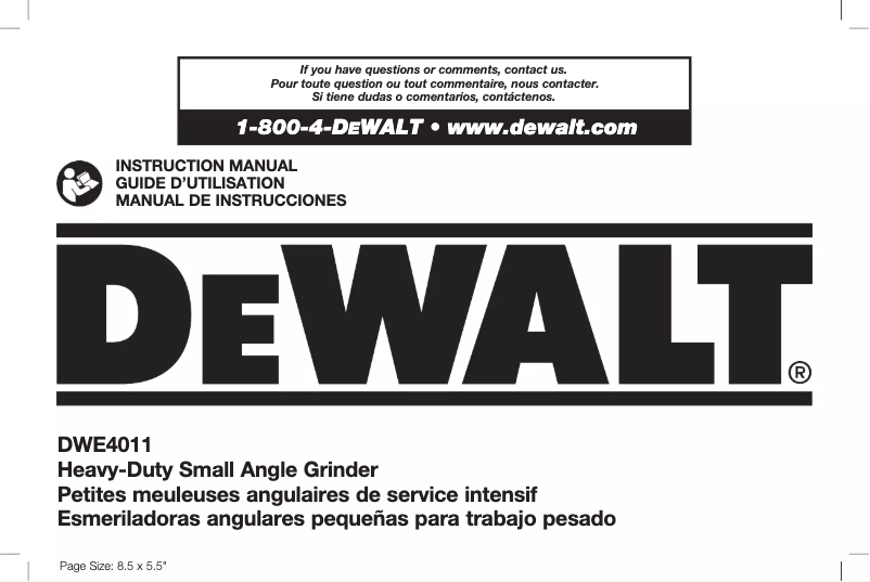 Page 1 de la notice Manuel utilisateur DeWalt DWE4011