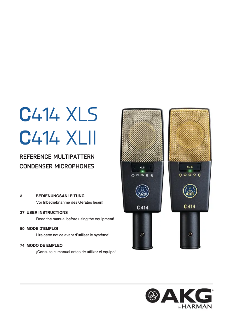 Page n°1 - Manuel utilisateur AKG C414 XLII
