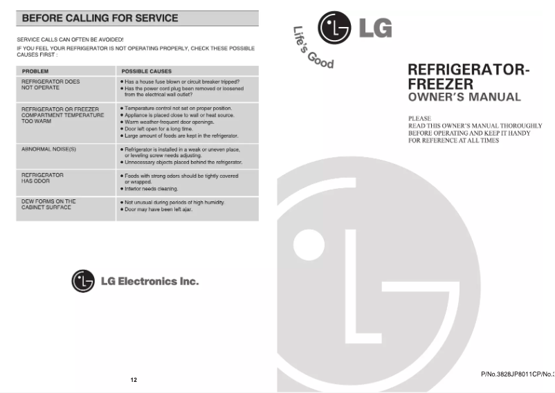 Page n°1 - Manuel utilisateur LG GN-253CW