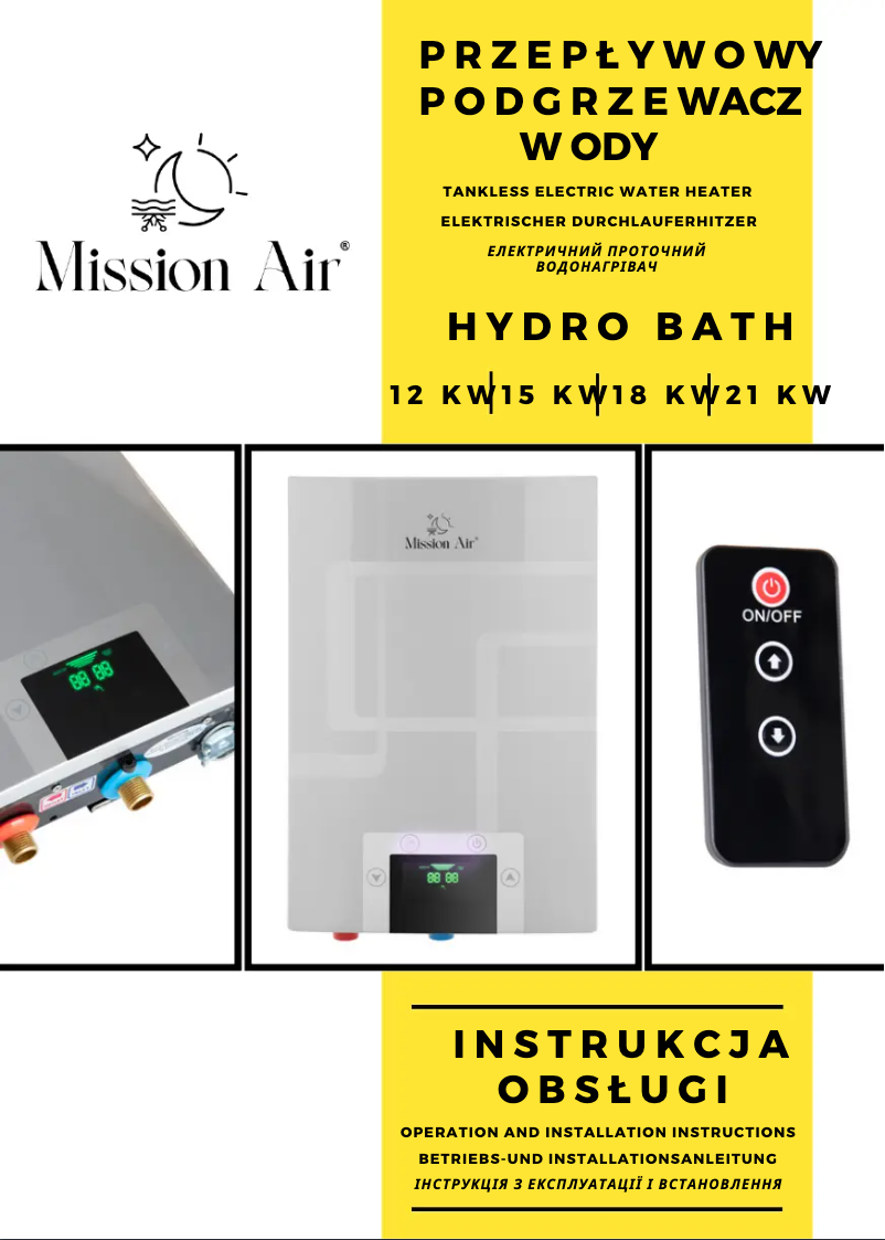 Página 1 del manual Manual de usuario Mission Air Hydro Bath 18 kW