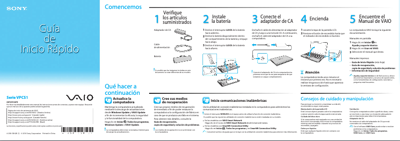 Page n°1 - Guide d'installation Sony Vaio VPCS13CGX