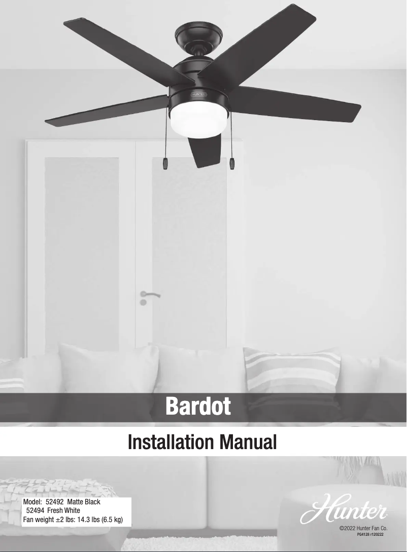 Page 1 de la notice Manuel utilisateur Hunter Bardot