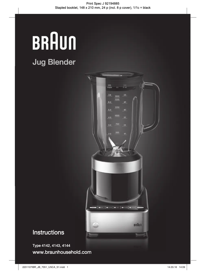 Page 1 de la notice Manuel utilisateur Braun PureMix JB7001