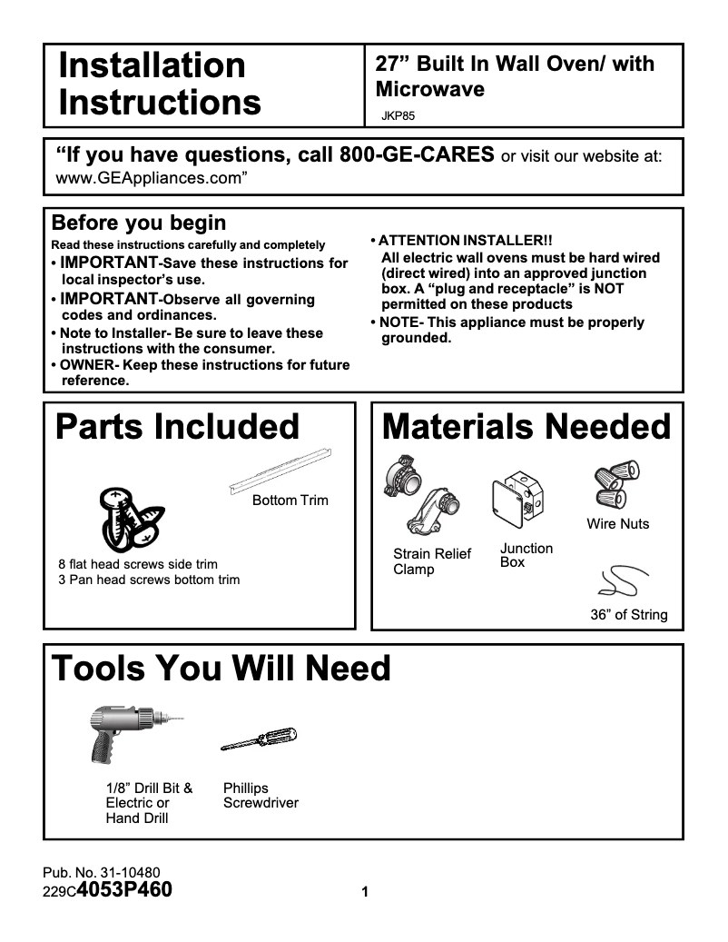 Imagen de la primera página del manual del dispositivo JKP85BDBB
