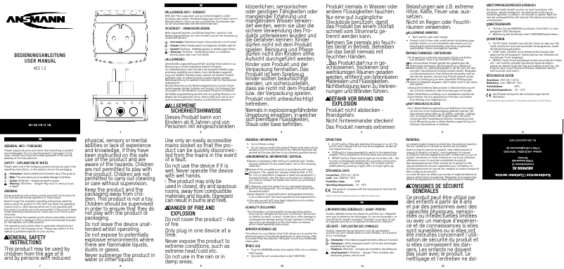 Page 1 de la notice Manuel utilisateur Ansmann AES1.3