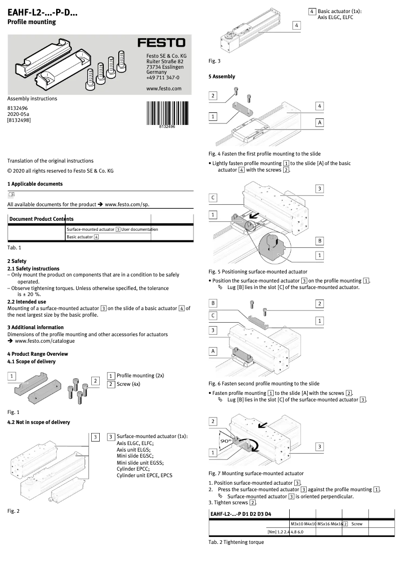 Page 1 de la notice Manuel utilisateur Festo EAHF-L2-45-P-D4