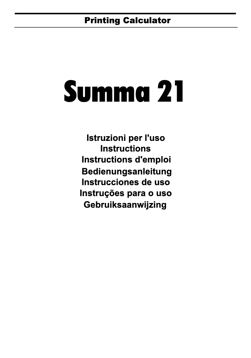 Page n°1 - Manuel utilisateur Olivetti Summa 21