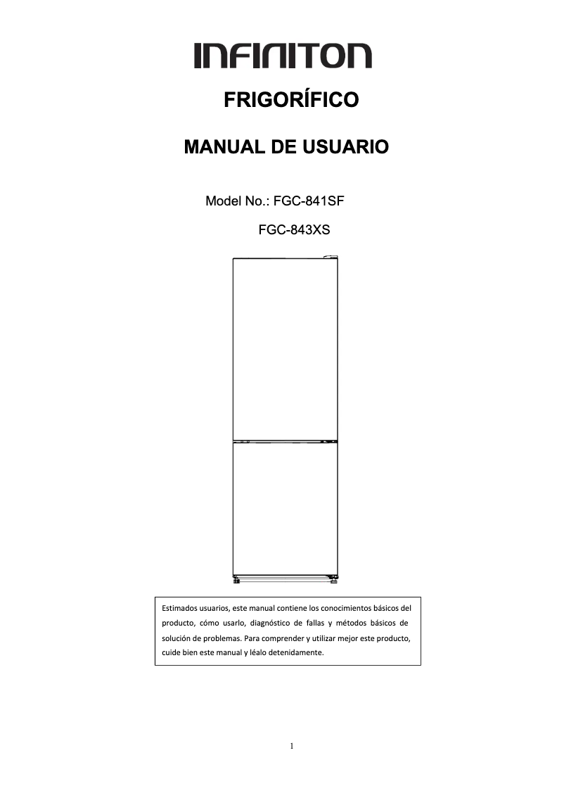 Page 1 de la notice Manuel utilisateur Infiniton FGC-843XS