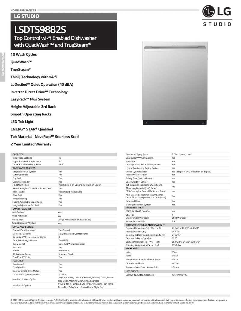 Image de la première page du manuel de l'appareil LSDTS9882S
