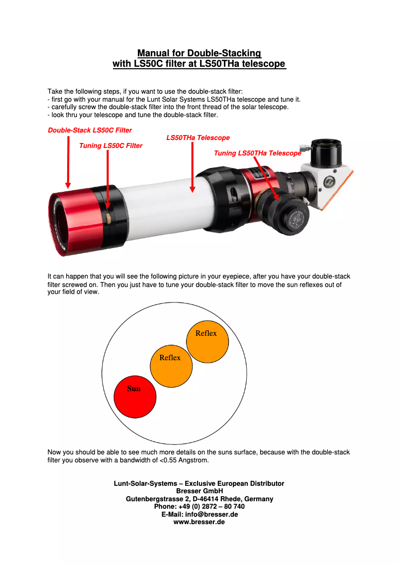 Page n°1 - Manuel utilisateur Lunt Solar Systems LS50C