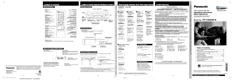 Page 1 de la notice Manuel utilisateur Panasonic PV-V4524S