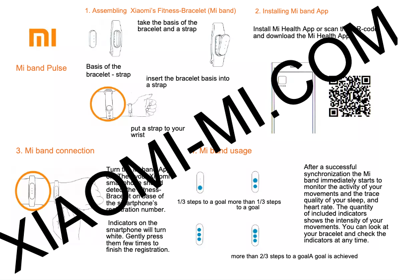Image de la première page du manuel de l'appareil Mi Band Pulse
