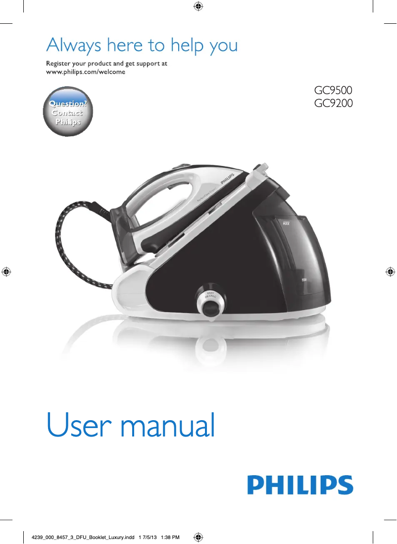Image de la première page du manuel de l'appareil PerfectCare Expert GC9236