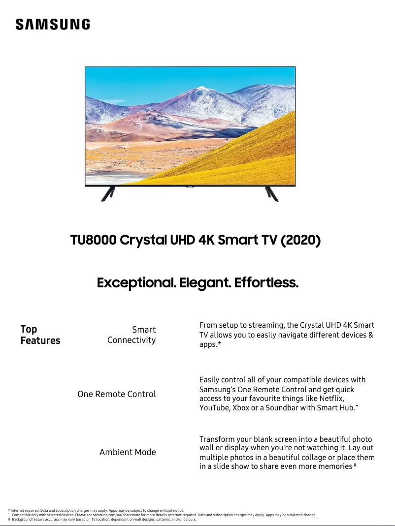 Page n°1 - Fiche technique Samsung UA43TU8000WXXY