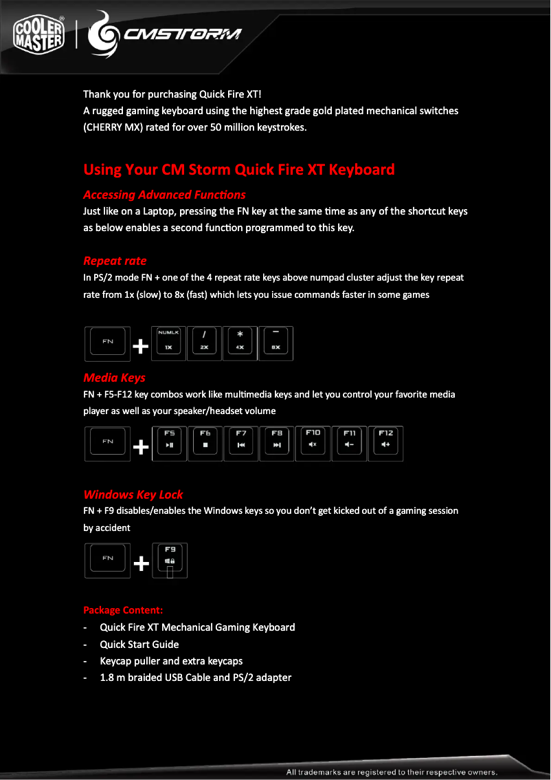 Image de la première page du manuel de l'appareil Quick Fire XT