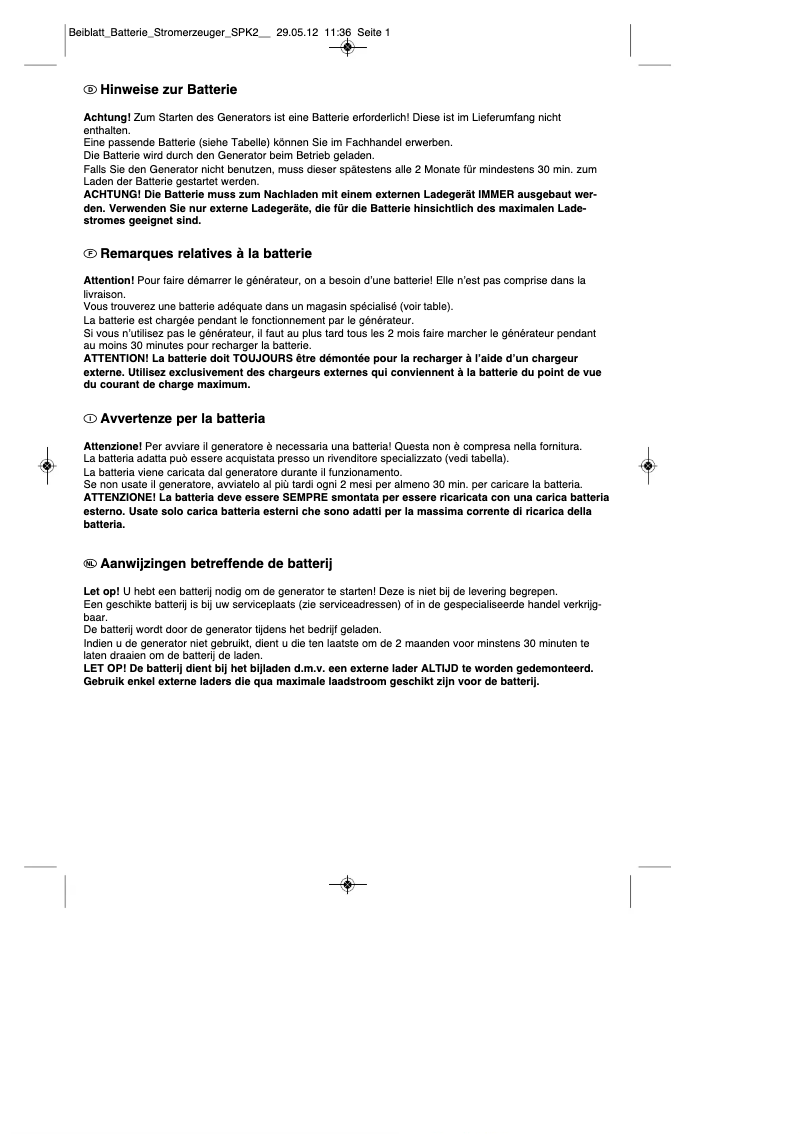 Page 1 de la notice Manuel utilisateur Einhell BT-PG 5000 DD