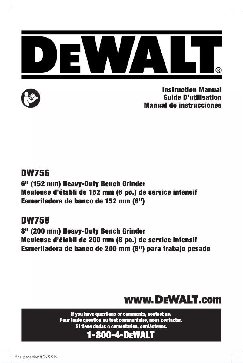 Page 1 de la notice Manuel utilisateur DeWalt DW756