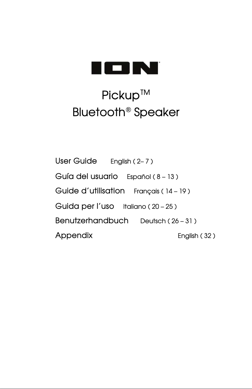 Page n°1 - Manuel utilisateur ION Pickup