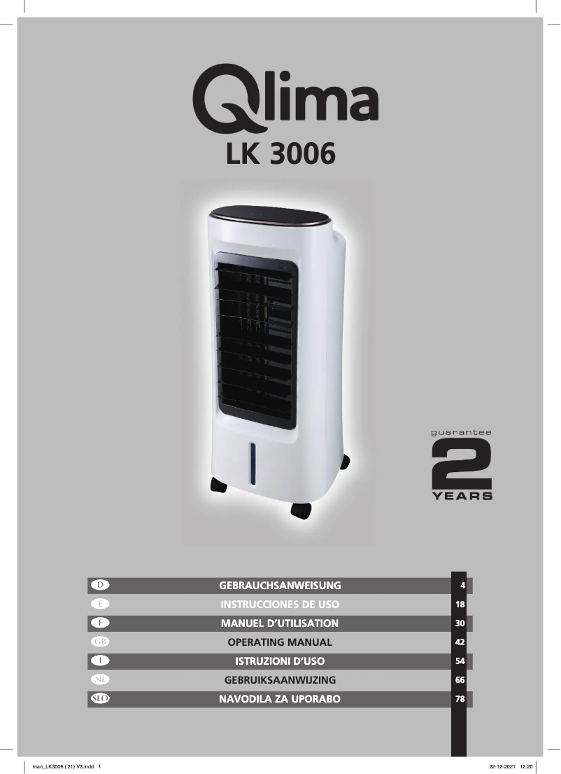 Page n°1 - Manuel utilisateur Qlima LK3006