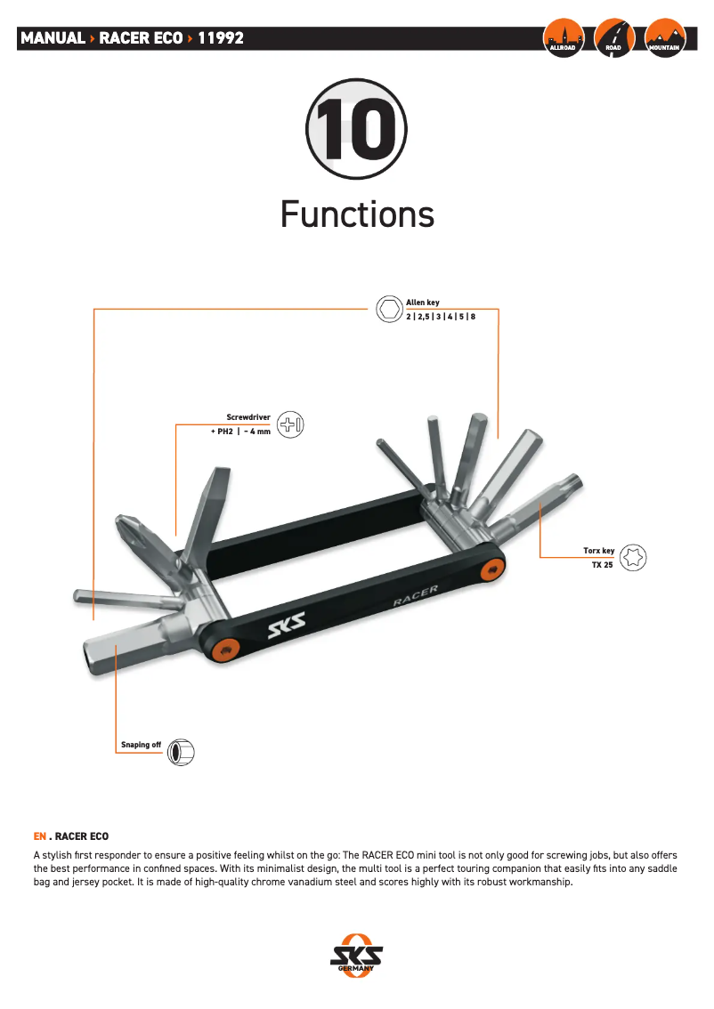 Page n°1 - Manuel utilisateur SKS Racer ECO