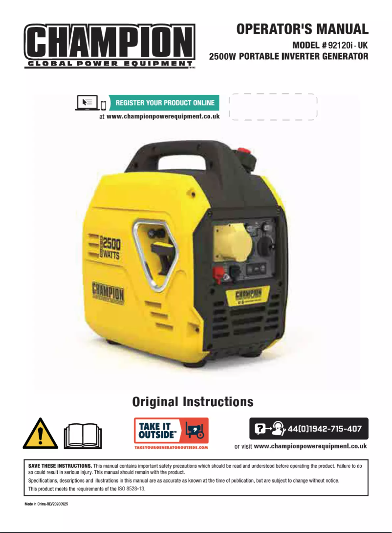Page 1 de la notice Manuel utilisateur Champion 92120i