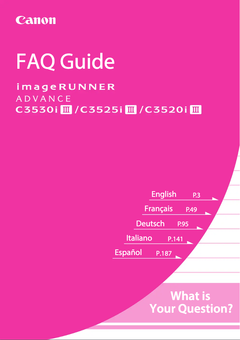 Page n°1 - FAQ Canon imageRUNNER ADVANCE C3530i III