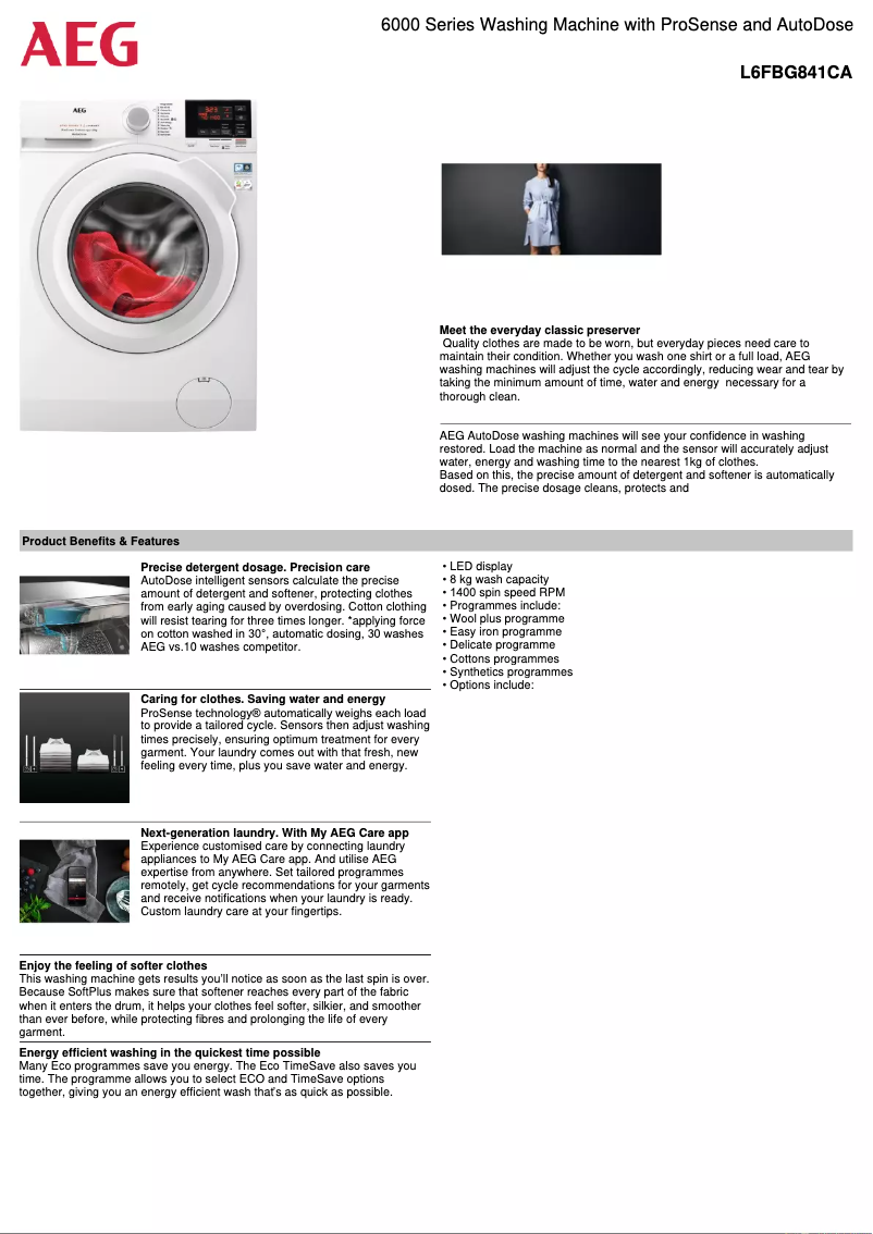 Image de la première page du manuel de l'appareil L6FBG841CA