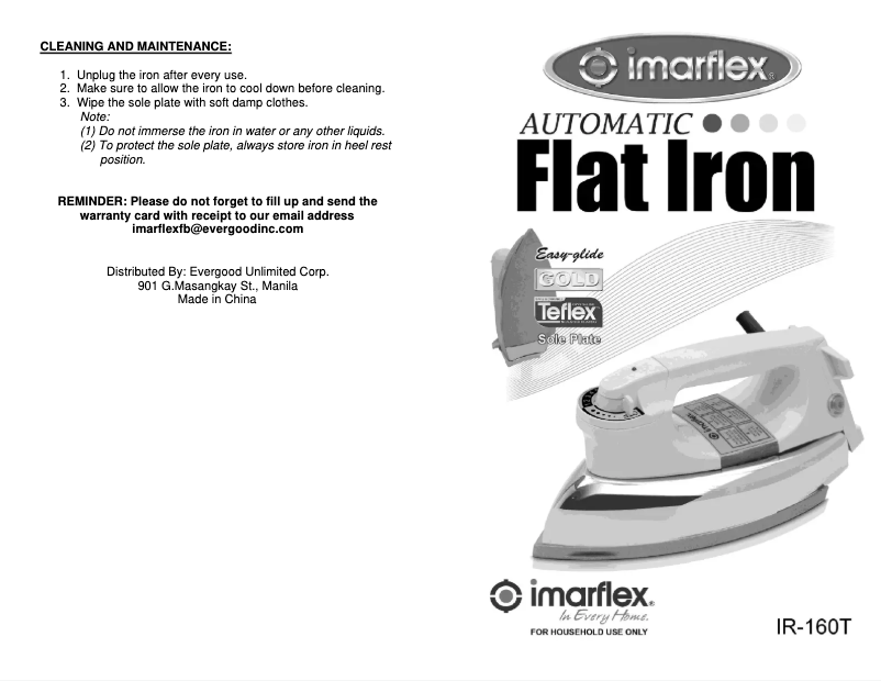 Page 1 de la notice Manuel utilisateur Imarflex IR-160T