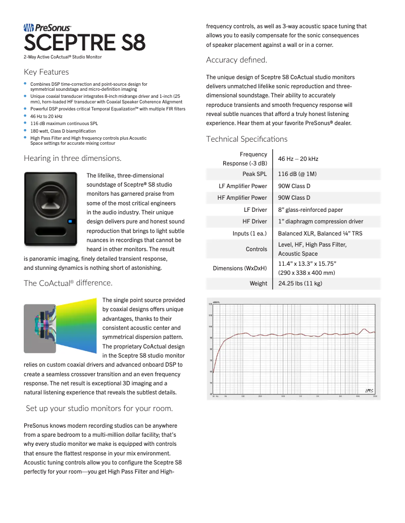 Page 1 de la notice Fiche technique PreSonus Sceptre S8