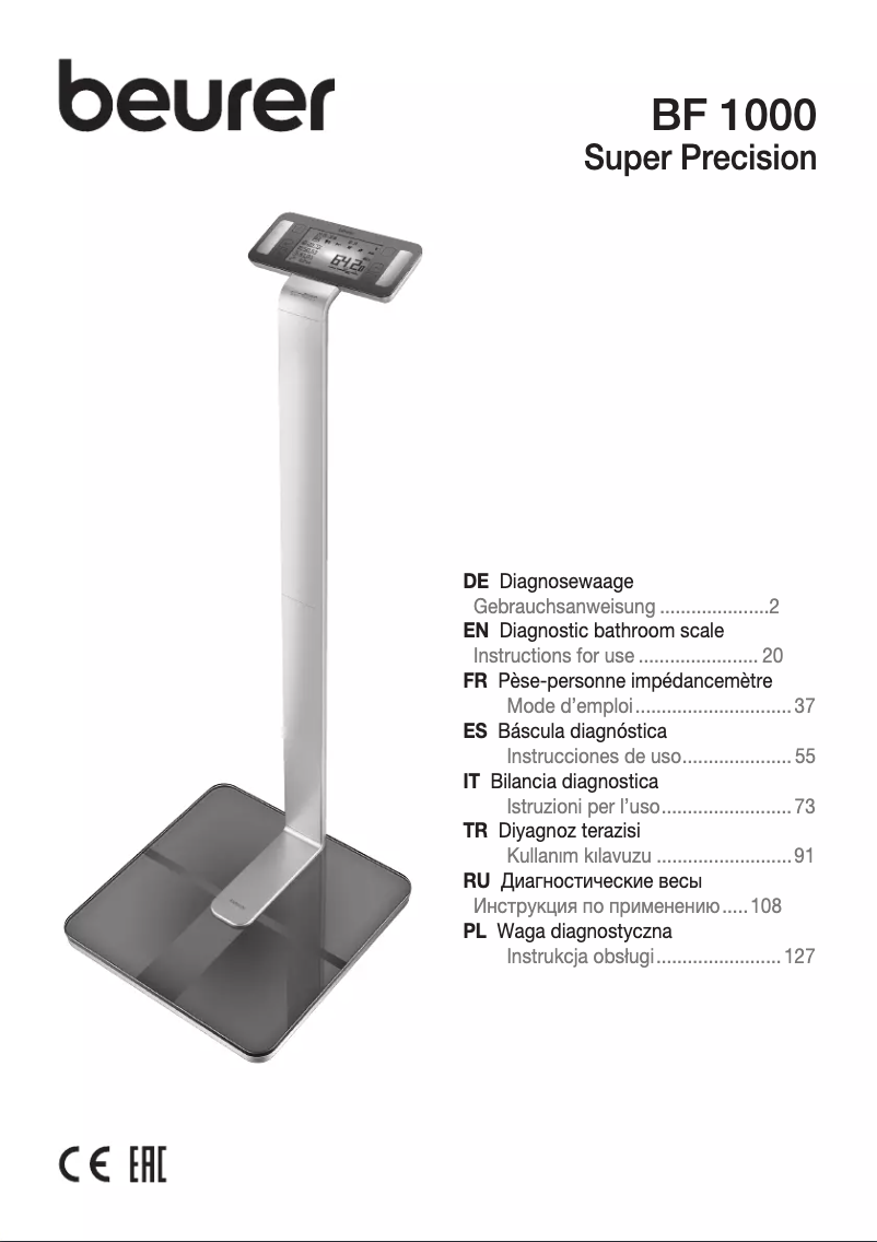 Page 1 de la notice Manuel d'utilisation et d'entretien Beurer BF 1000