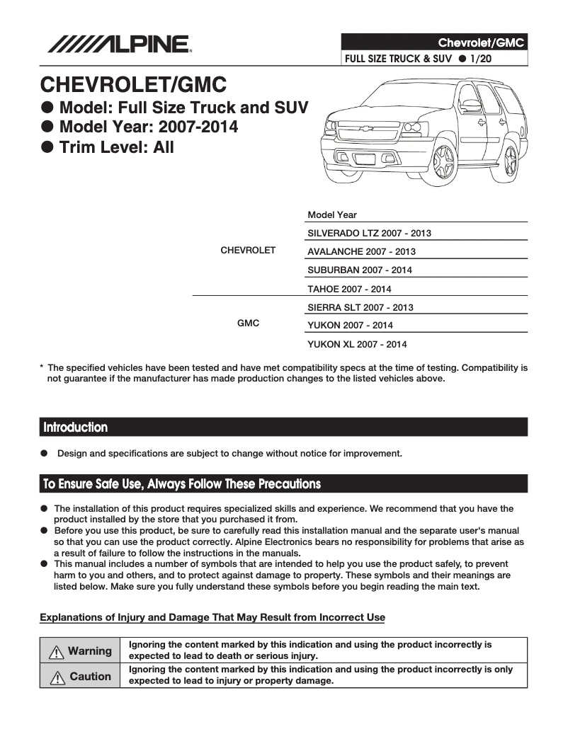 Page 1 de la notice Manuel utilisateur Alpine X009-GM