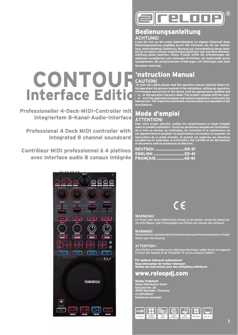 Page n°1 - Manuel utilisateur Reloop Contour Interface Edition