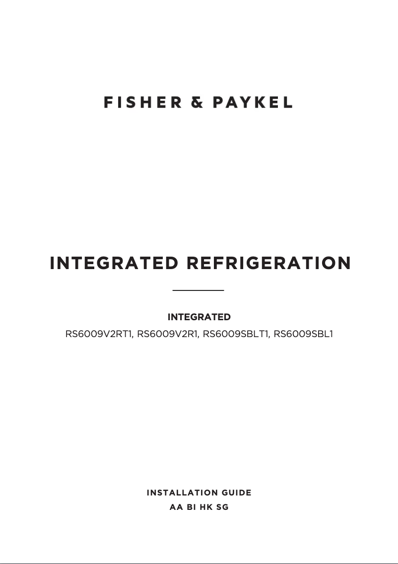 Page 1 de la notice Guide d'installation Fisher & Paykel RS6009V2RT1