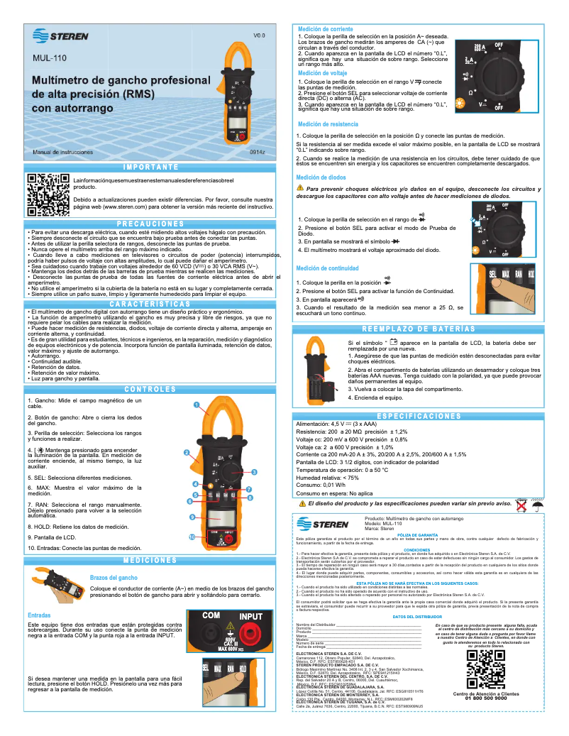 Image de la première page du manuel de l'appareil MUL-110